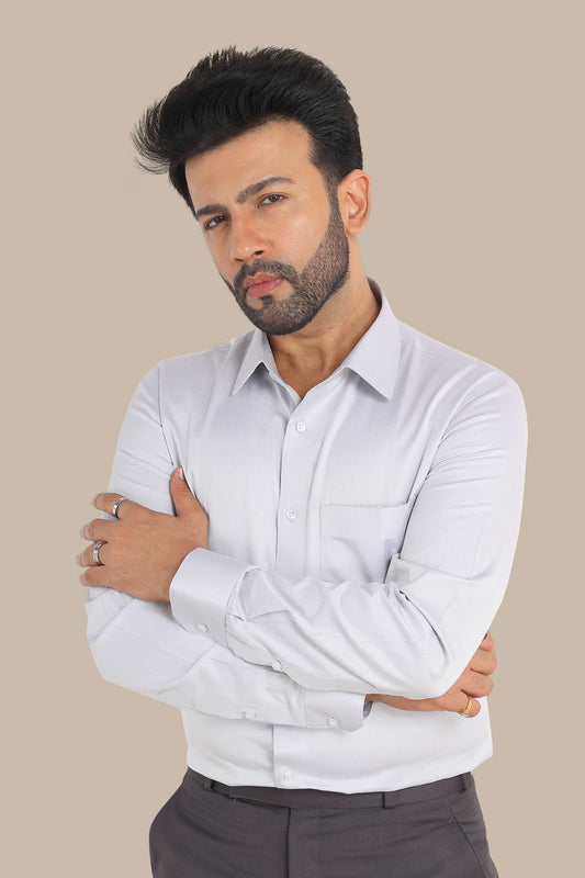 Light Grey Plain Shirt – Premium Cotton | Smart Everyday Wear