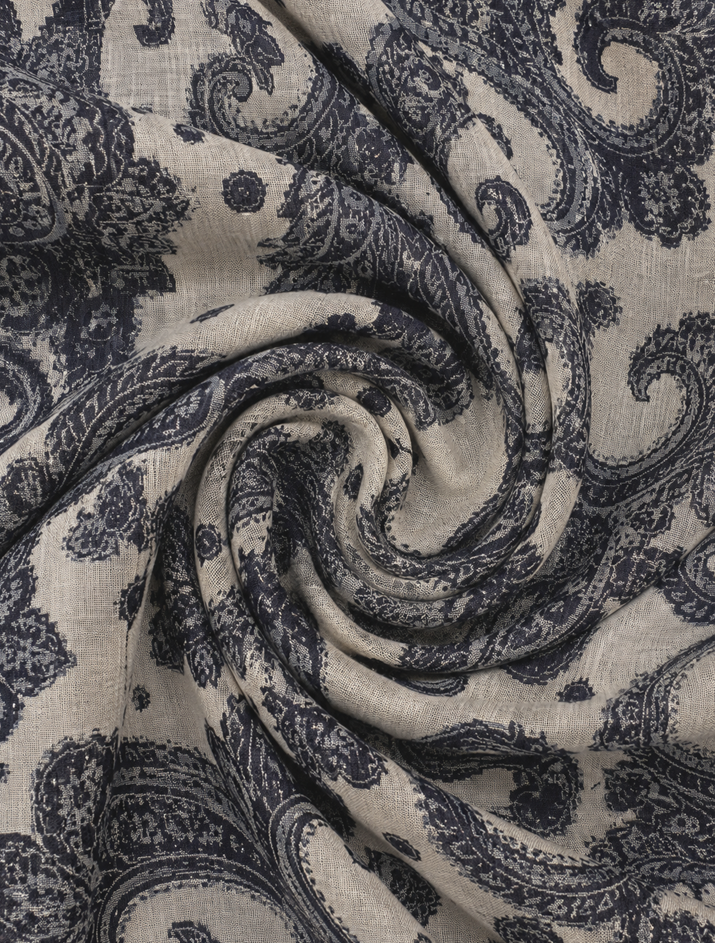 Charcoal Paisley Print Shirt in Sand Beige
