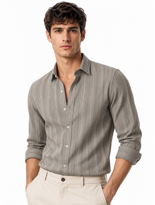 Ashwood Textured Stripe Cotton Shirt