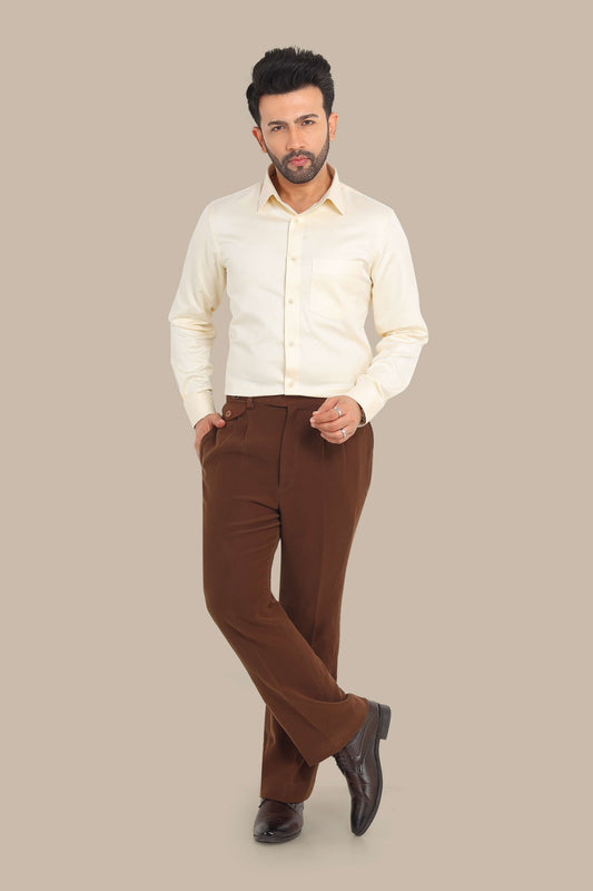 Dobby Plain Yellow Shirt – Premium Cotton | Fresh & Elegant Wear