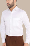 Dobby Plain White Shirt – Premium Cotton | Classic & Elegant Wear