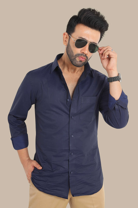 Plain Blue Shirt – Premium Cotton | Smart & Everyday Wear