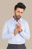 Blue Self Design Shirt – Premium Cotton | Smart & Elegant Look