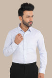 Sky Blue Self Design Shirt – Premium Cotton | Smart & Elegant Look