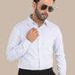 Sky Blue Self Design Shirt – Premium Cotton | Smart & Elegant Look