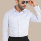 Sky Blue Self Design Shirt – Premium Cotton | Smart & Elegant Look