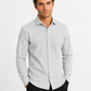 Pearl Grey Micro Herringbone Cotton Shirt