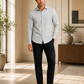 Pearl Grey Micro Herringbone Cotton Shirt