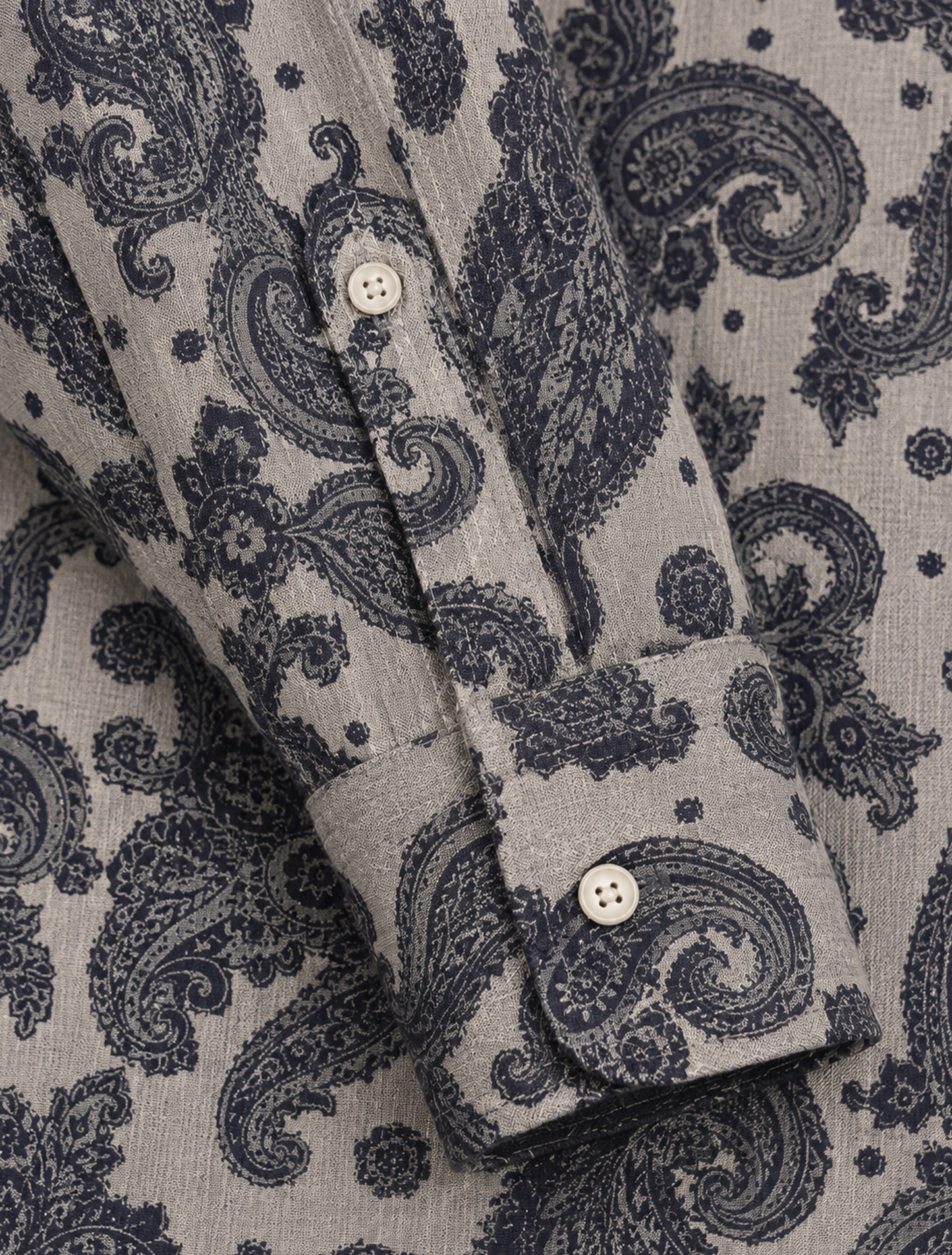 Charcoal Paisley Print Shirt in Sand Beige