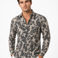 Charcoal Paisley Print Shirt in Sand Beige
