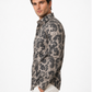 Charcoal Paisley Print Shirt in Sand Beige