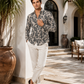 Charcoal Paisley Print Shirt in Sand Beige