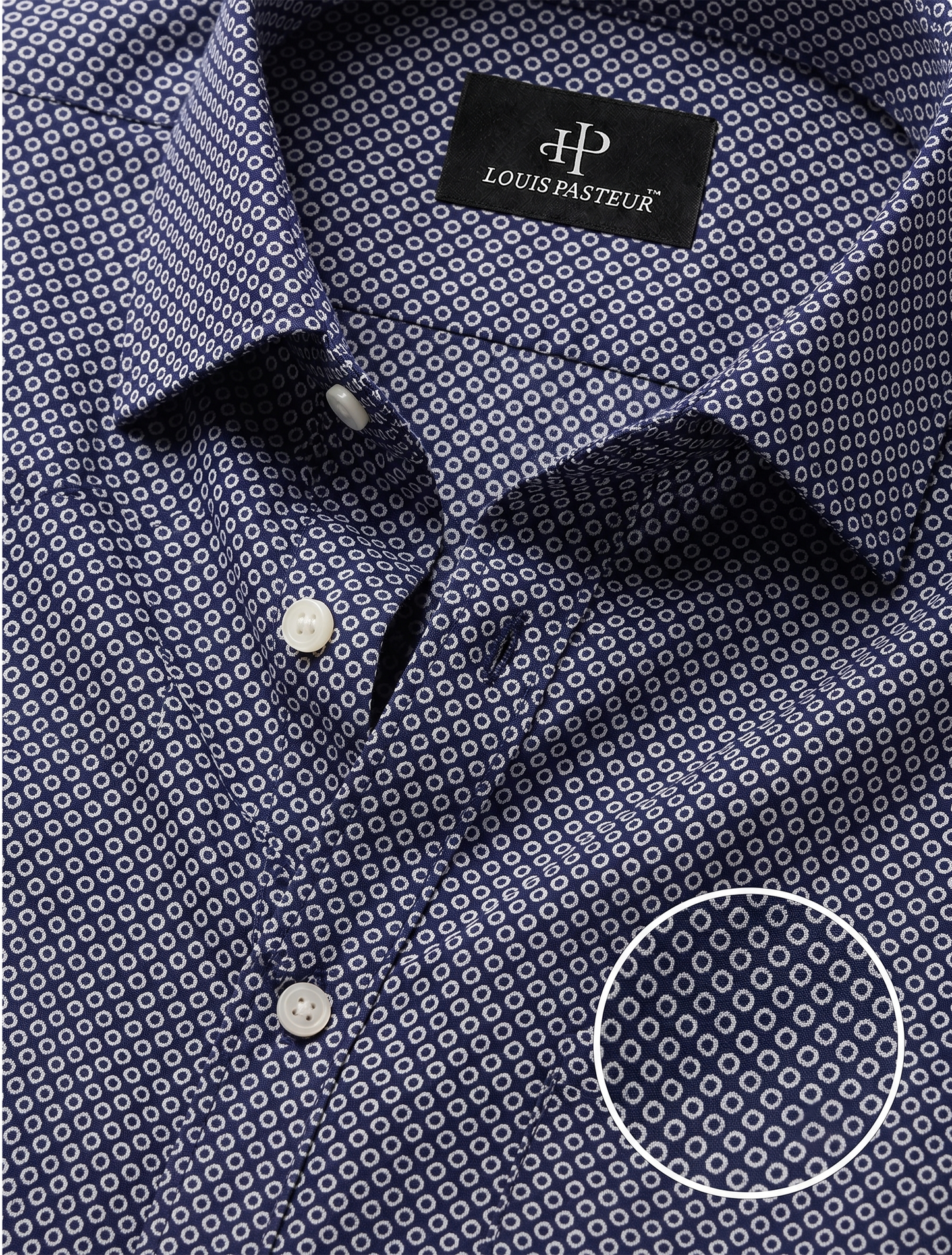 Men's Navy Micro Geometric Print Shirt | Premium Formal Shirt
