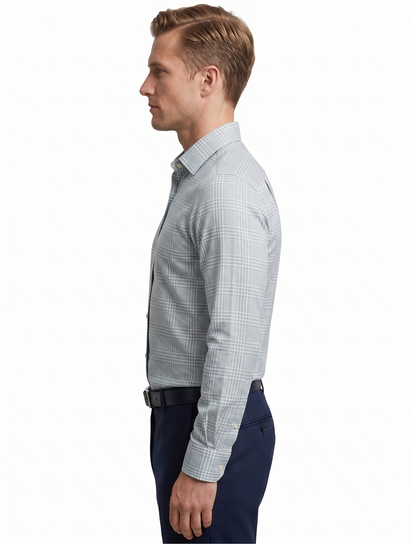 Louis Pasteur Premium Sky Blue Checked Cotton Shirt for Men