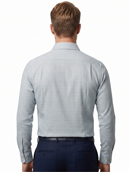 Louis Pasteur Premium Sky Blue Checked Cotton Shirt for Men