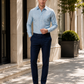 Louis Pasteur Premium Sky Blue Checked Cotton Shirt for Men