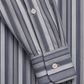 Louis Pasteur Premium Grey Vertical Striped Cotton Shirt for Men
