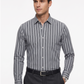 Louis Pasteur Premium Grey Vertical Striped Cotton Shirt for Men