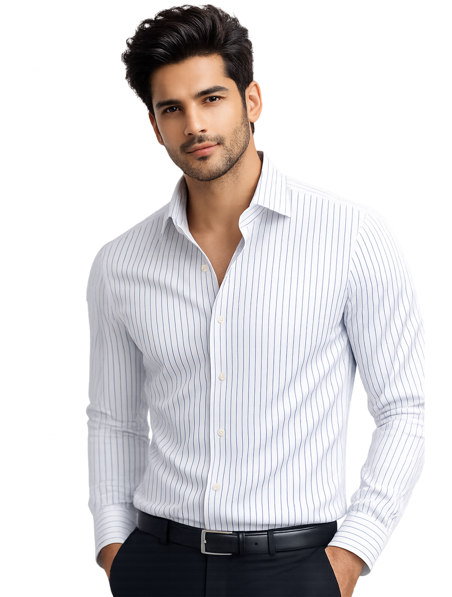 Classic White Pinstripe Business Shirt