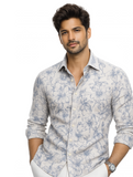 Azure Bloom Premium Floral Cotton Shirt