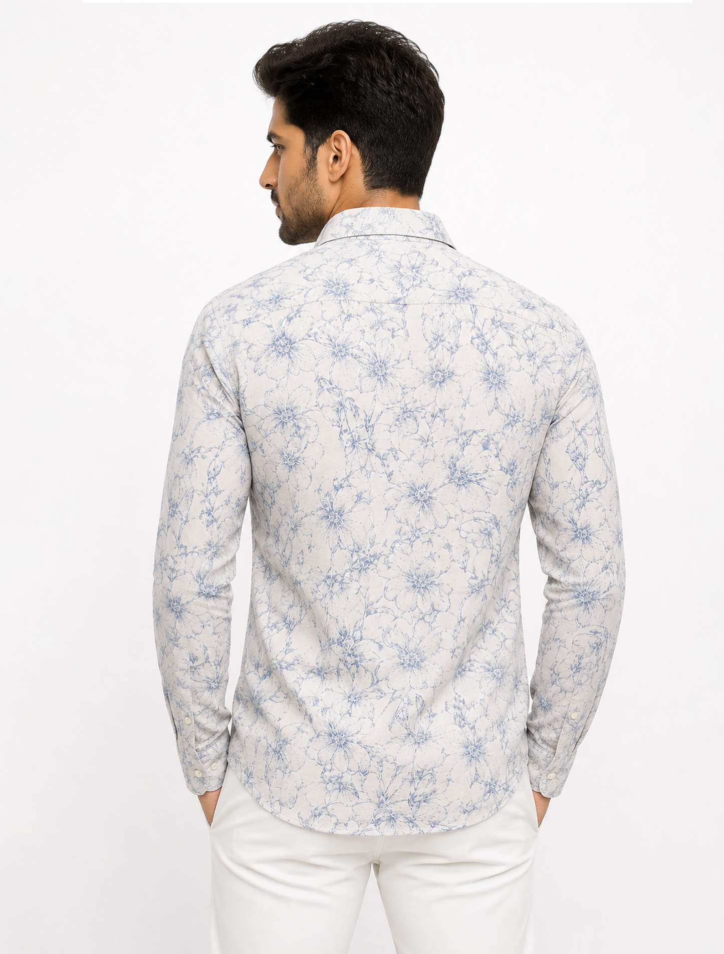 Azure Bloom Premium Floral Cotton Shirt