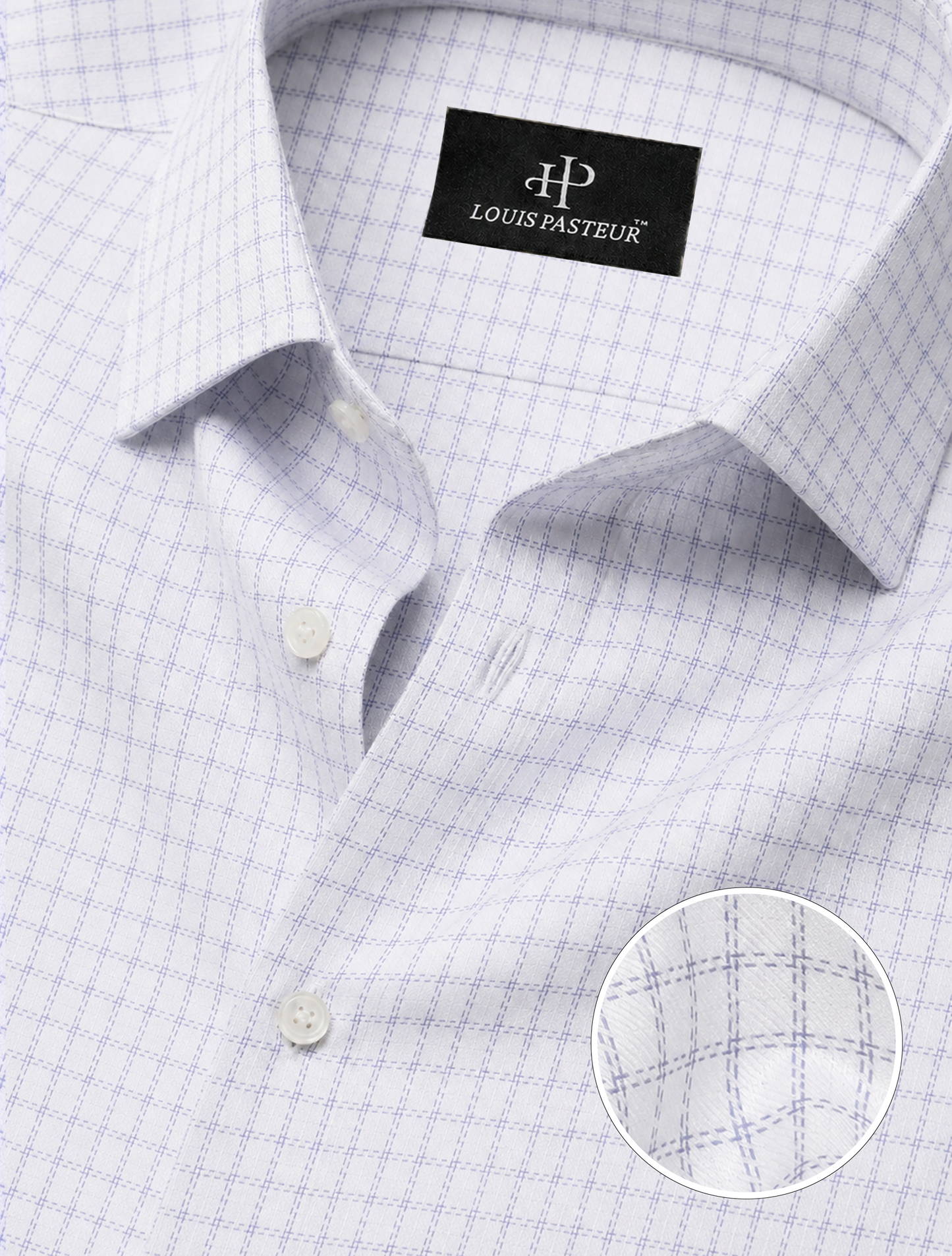 Premium White & Blue Micro Check Cotton Formal Shirt