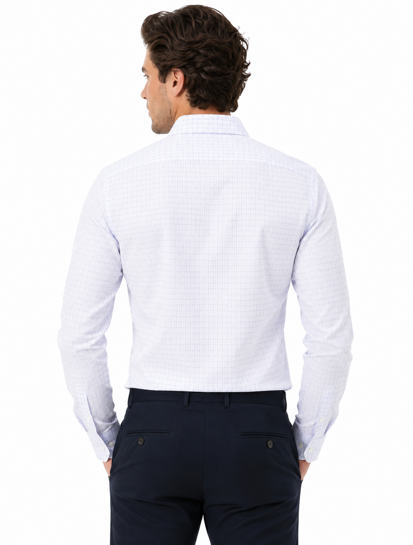 Premium White & Blue Micro Check Cotton Formal Shirt