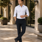 Premium White & Blue Micro Check Cotton Formal Shirt