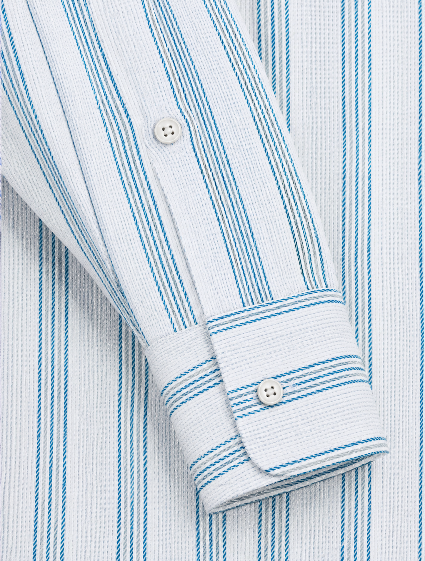 Sky Blue Striped Linen Blend Shirt