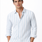 Sky Blue Striped Linen Blend Shirt