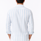 Sky Blue Striped Linen Blend Shirt