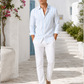 Sky Blue Striped Linen Blend Shirt