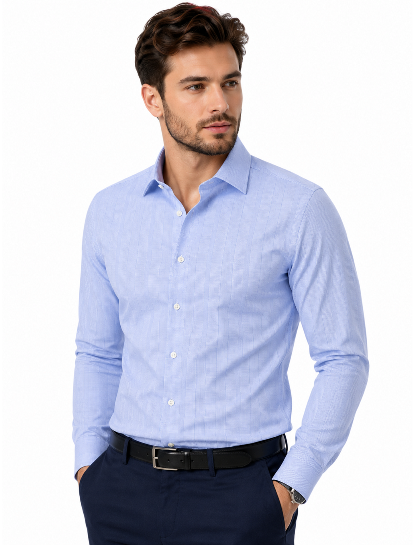 Imperial Blue Textured Business Shirt