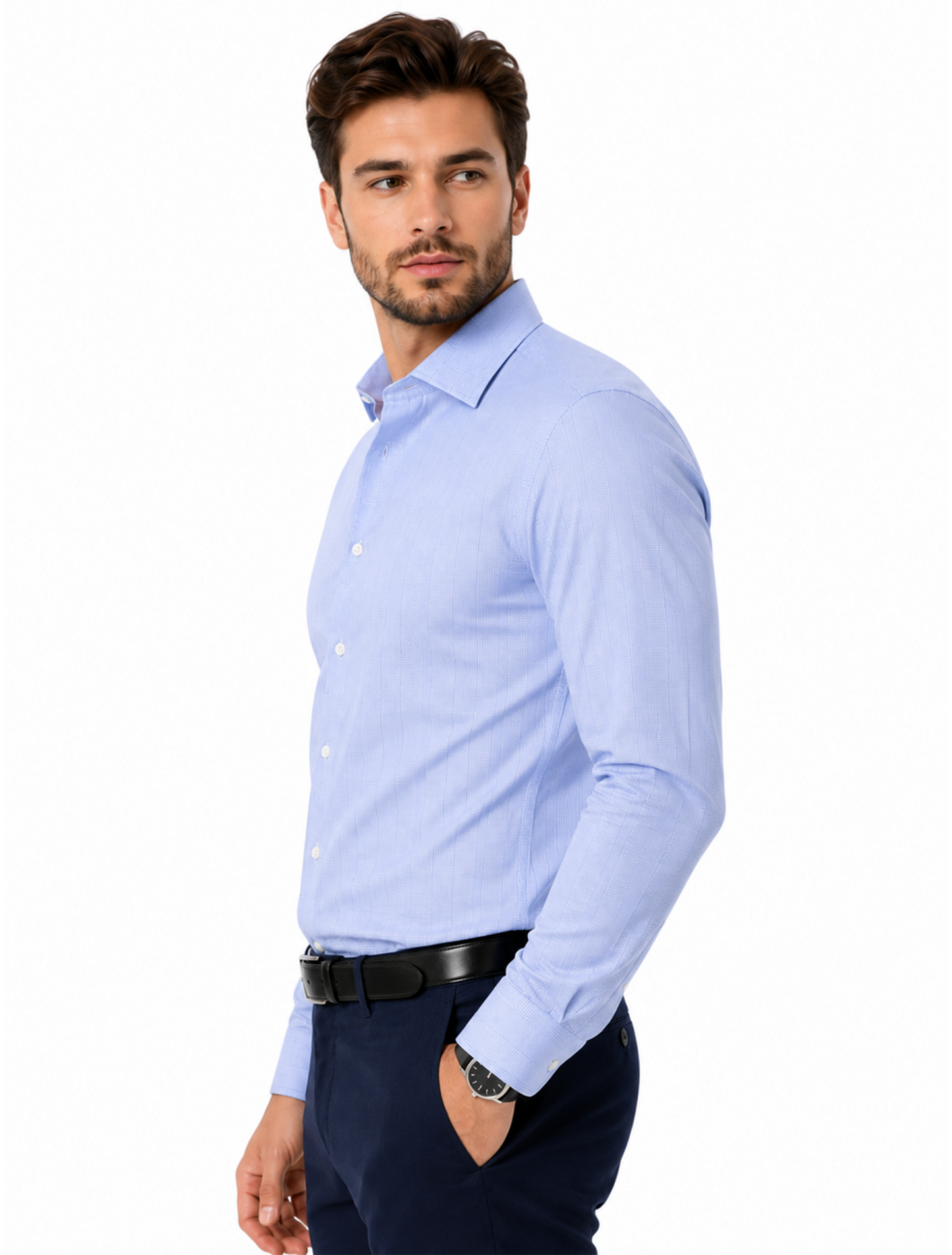 Imperial Blue Textured Business Shirt