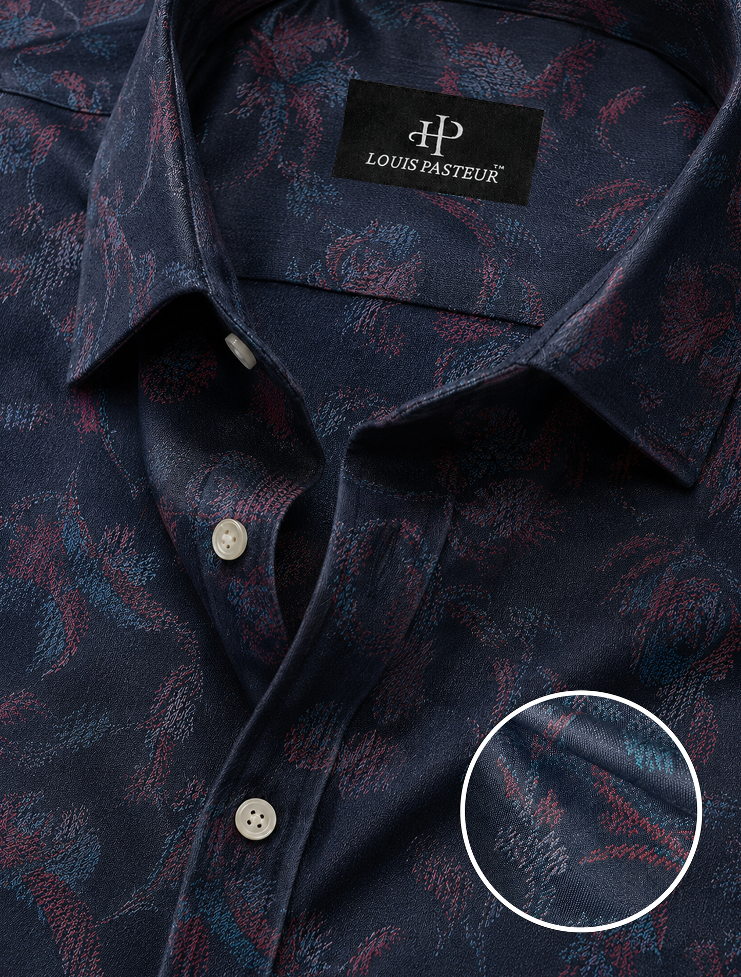 Men's Navy Blue Abstract Paisley Print Cotton Full Sleeve Shirt