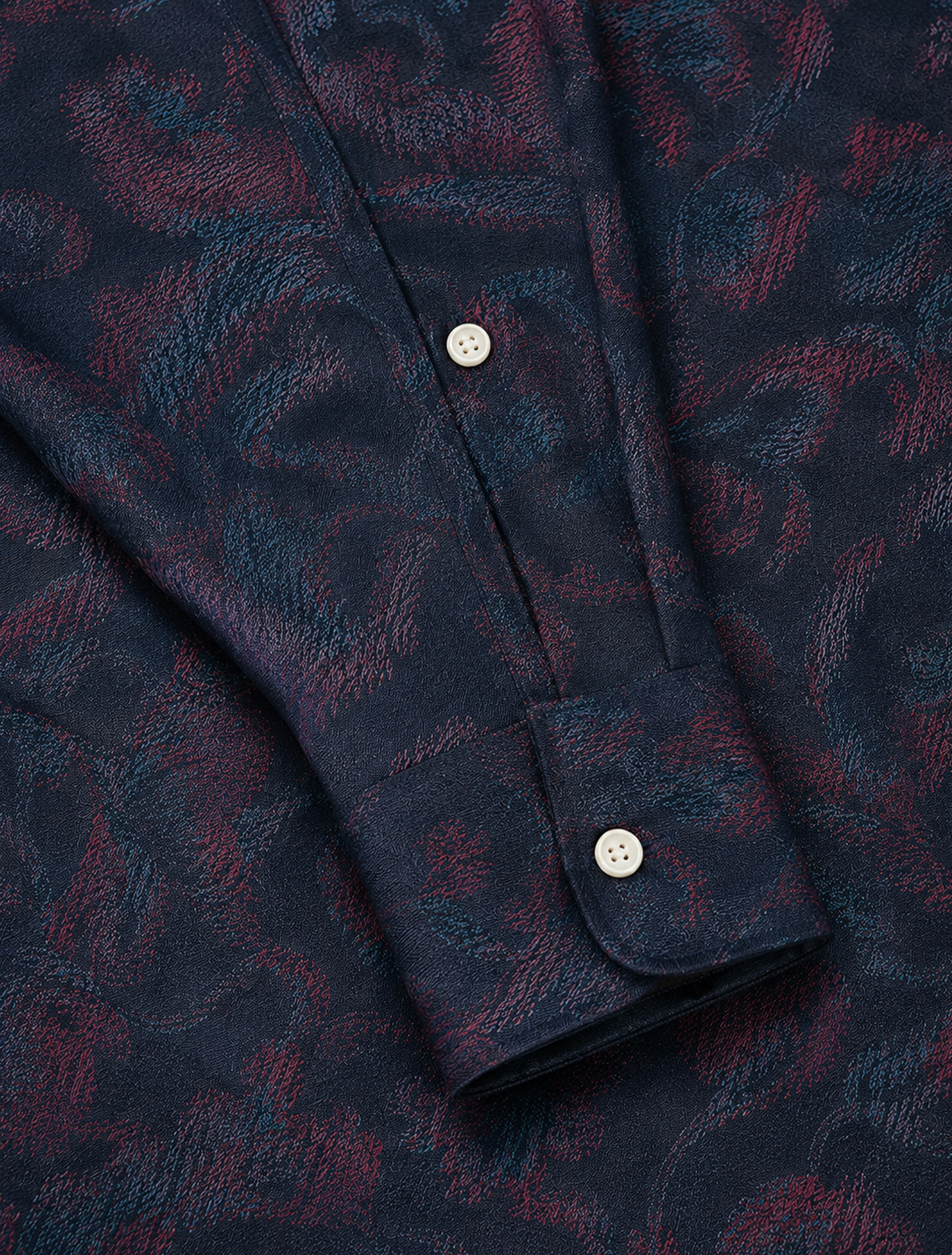 Men's Navy Blue Abstract Paisley Print Cotton Full Sleeve Shirt