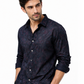 Men's Navy Blue Abstract Paisley Print Cotton Full Sleeve Shirt