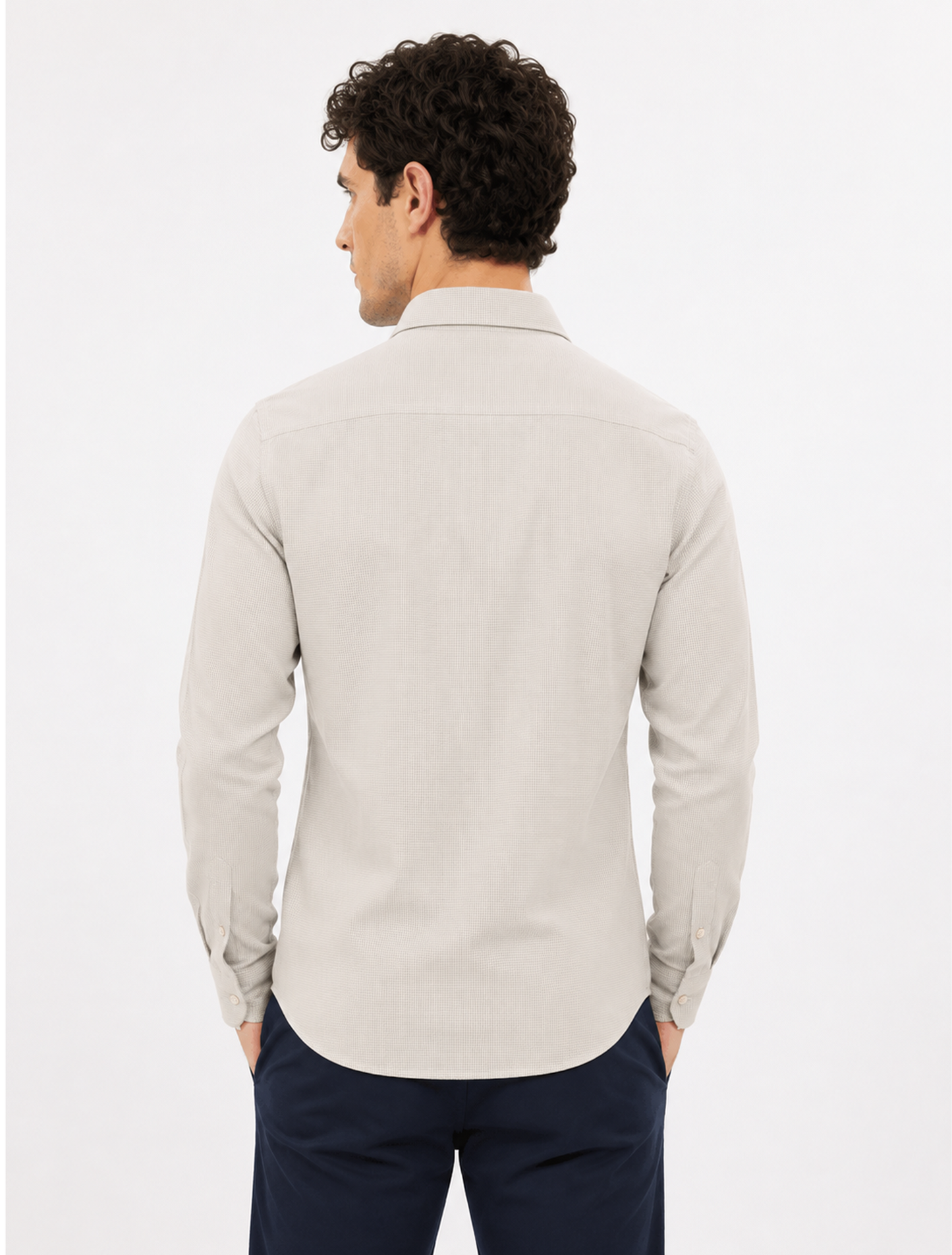 Premium Cotton Beige Micro Check Shirt