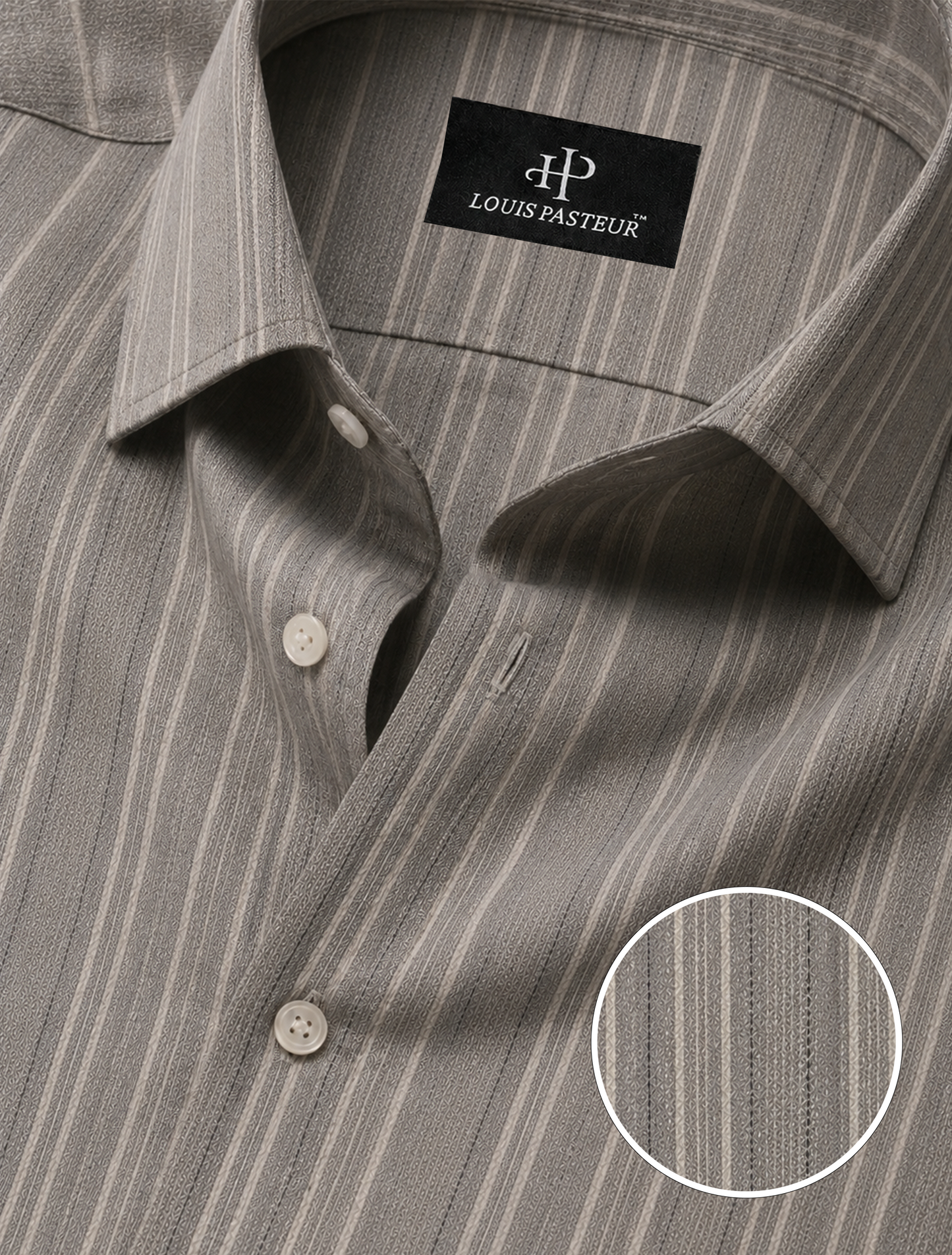 Premium Grey Textured Vertical Stripe Cotton Shirt