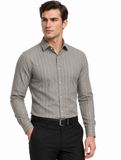 Premium Grey Textured Vertical Stripe Cotton Shirt
