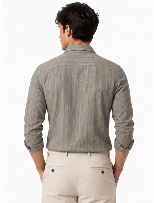 Ashwood Textured Stripe Cotton Shirt