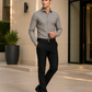 Premium Grey Textured Vertical Stripe Cotton Shirt