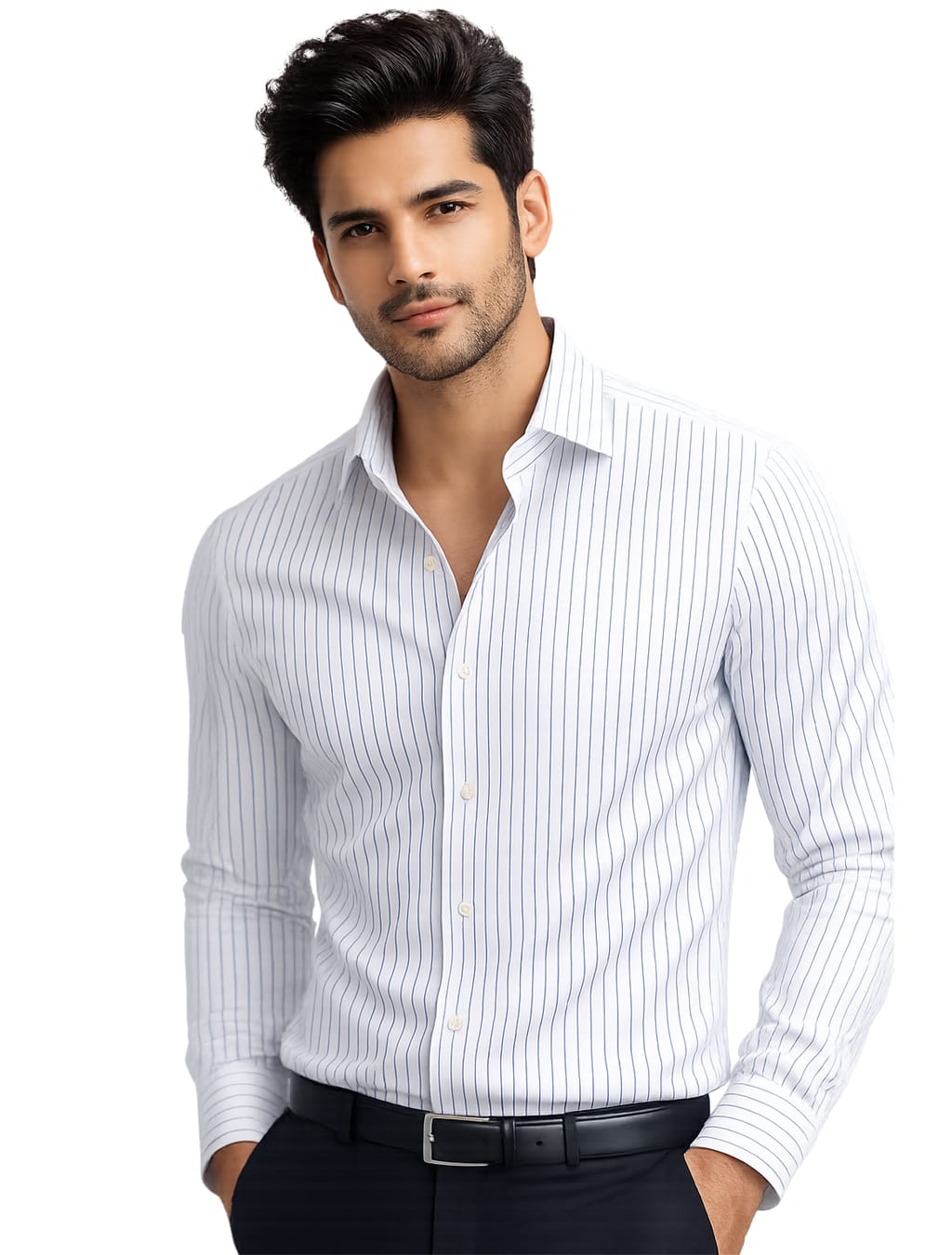 White and Blue Stribe - Smart Stylish