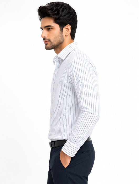 White and Blue Stribe - Smart Stylish